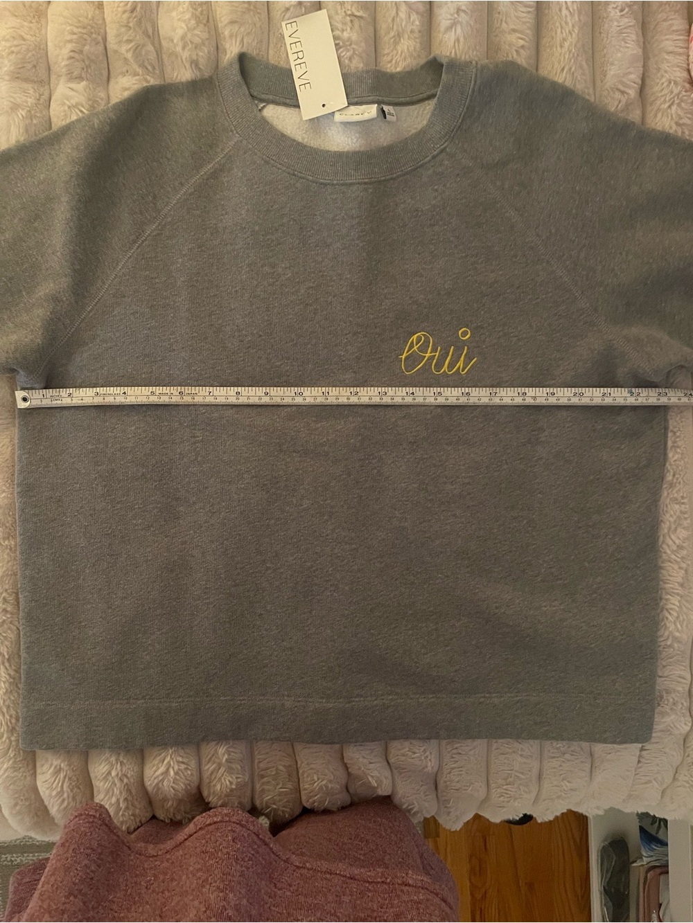 Clare V. Grey Mélange Short-Sleeve Sweatshirt with Small Yellow Dot - Picture 9 of 10
